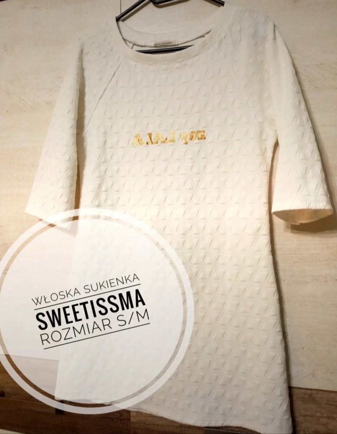 Biała sukienka damska na co dzień włoska Sweetissma rozmiar S 36
