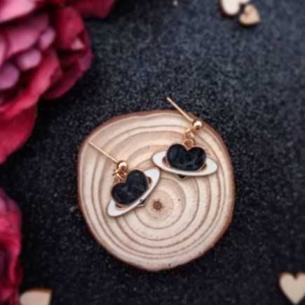 Сережки Сердце планета, космос, серьги, новые, бижутерия на подарок