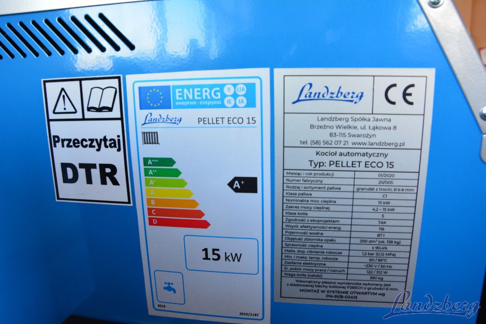 Piec, kocioł C.O. Pellet Eco 15 kW, 5 klasa, EcoDesign, Rabat