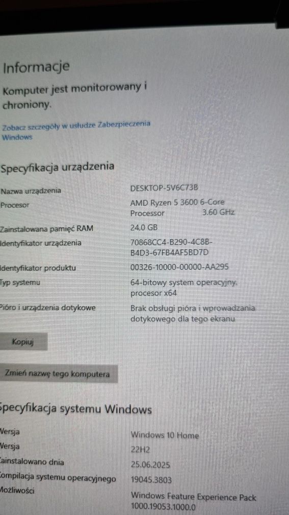 Komputer Ryzen 3060 AM4, NVIDIA, 24gb ram, SSD