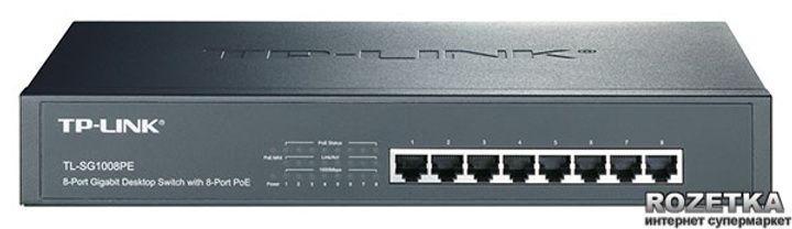 Комутатор PoE+ Роутер TP-Link TL-SG1008PE