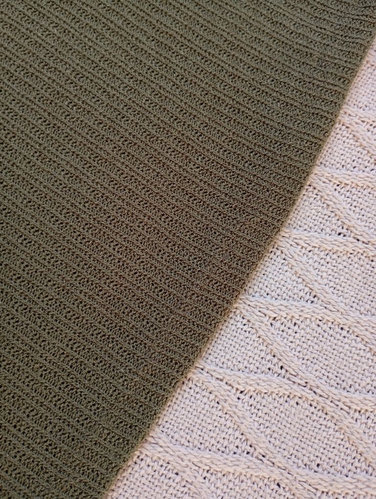 PRIMARK S-M obcisła sukienka midi w prążki khaki typu szydełkowa