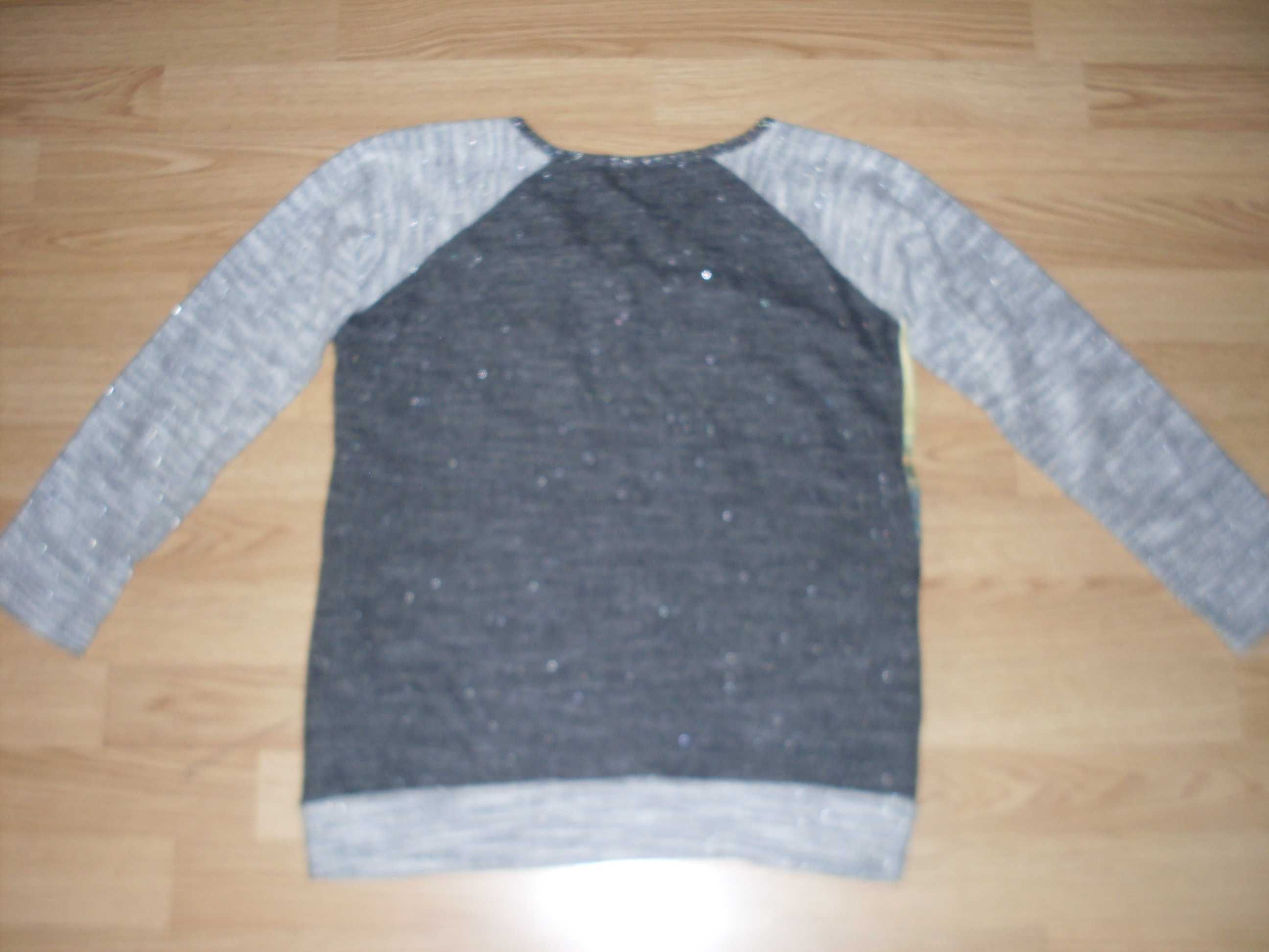 sweter damski cienki srebrny bluza