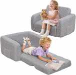 Generic Fotel dziecięcy, rozkładana sofa 2 w 1 dla dzieci szary miękki