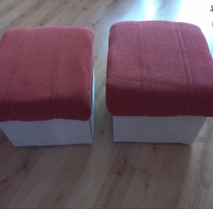 Pufy tapicerowane – komplet 2 sztuki, pojemne