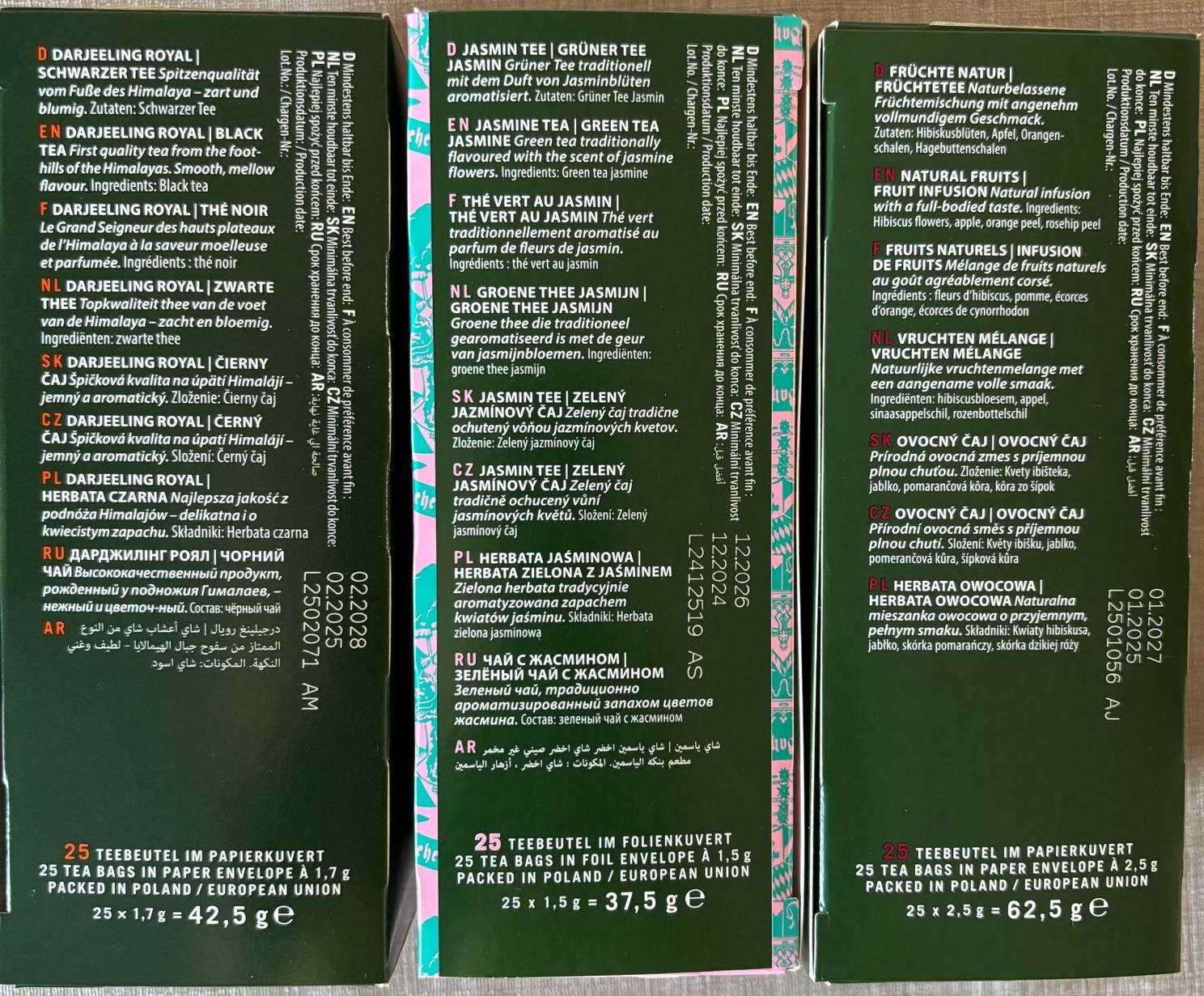 HERBATA EILLES - ZESTAW 3 opakowań: (Darjeeling, Jasmin, Früchte)