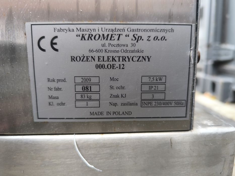 Rożen elektryczny, rożno na kurczaki kromet oe-12