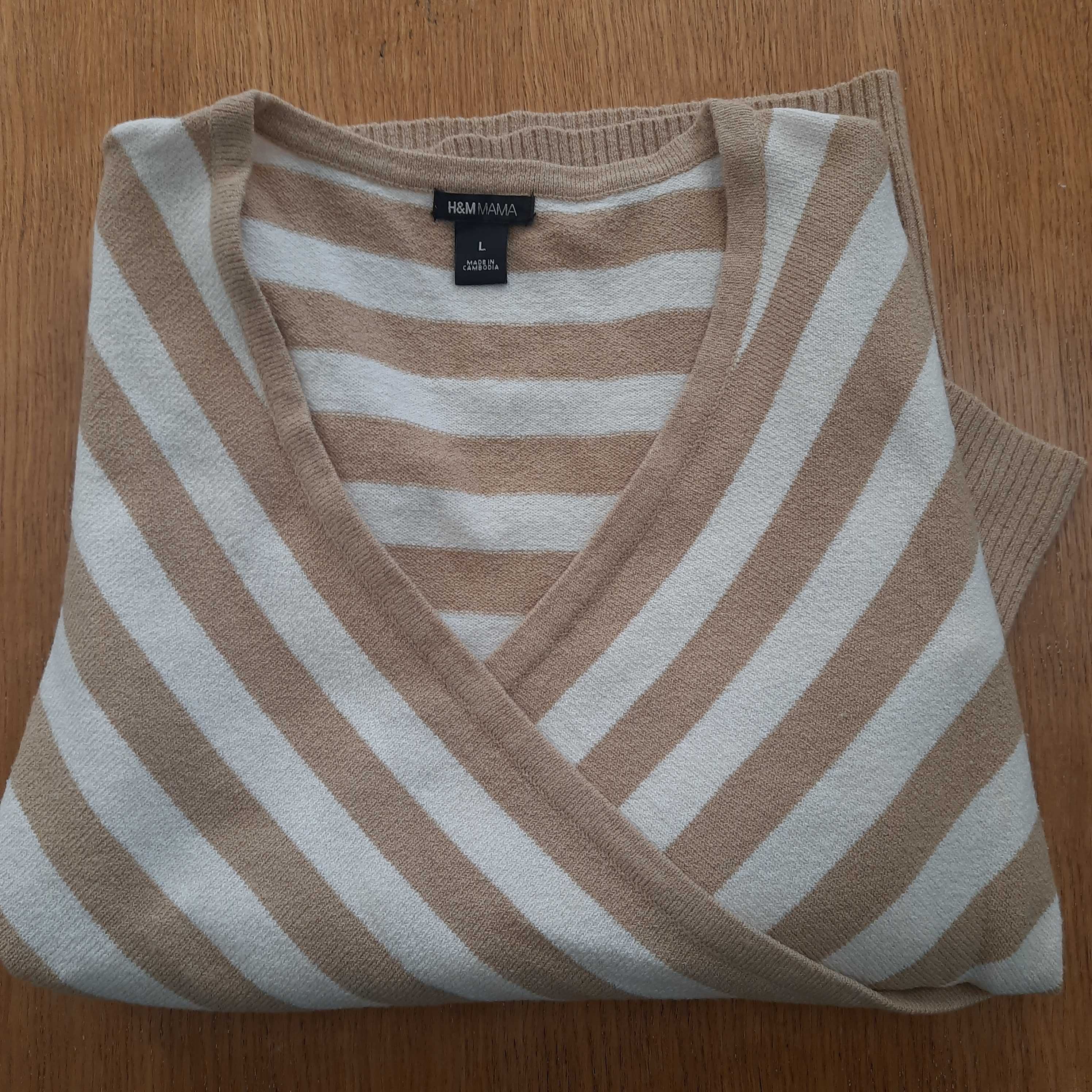 H&M mama sweter beżowy w paski L 42