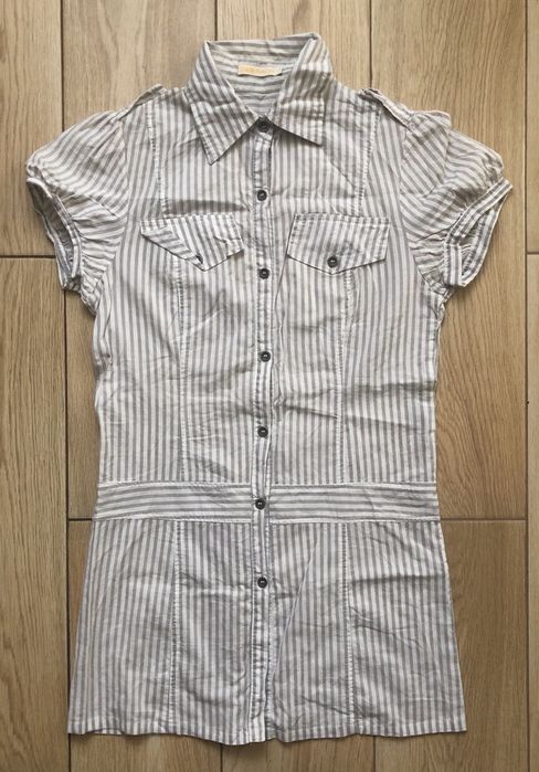 Koszula/ tunika w beżowo-szare paski S