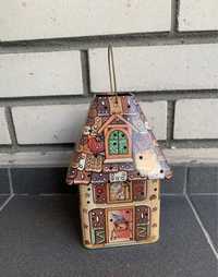 Metalowe pudełko domek latarenka lampka świąteczna dekoracja lampka