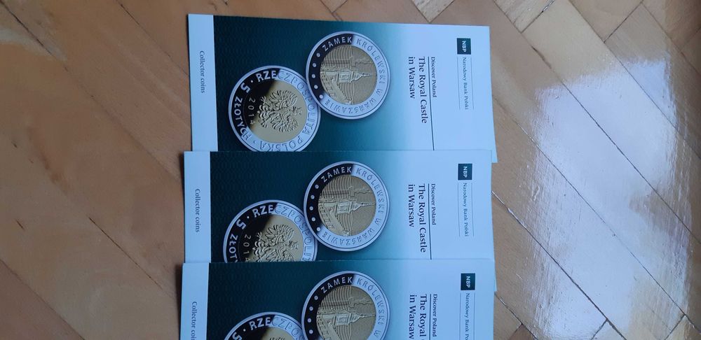 folder do monet 5 zł Zamek Królewski w Warszawie -3 sztuki wersja ang