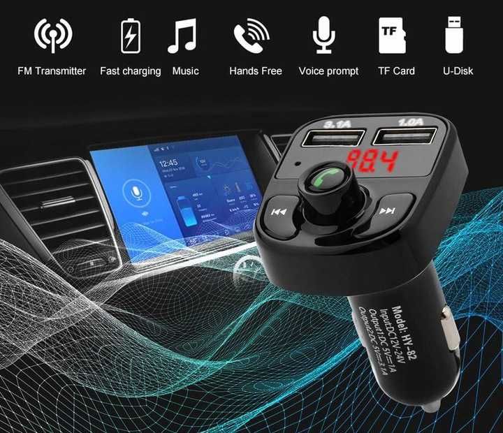 TRANSMITER bluetooth FM MP3 SD ładowarka 2xUSB