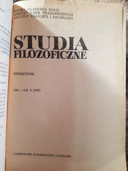 Studia filozoficzne nr 6/1986 PWN