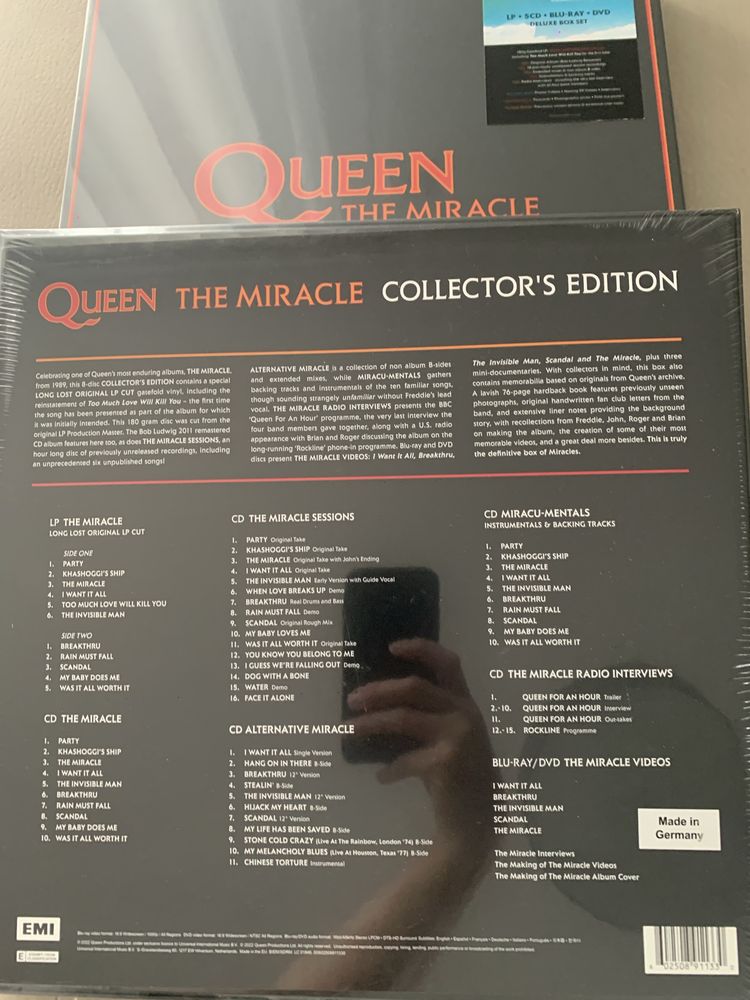 Queen The Miracle 1 szt box set deluxe - LP+5cd+bluray+dvd- Nowe Folia