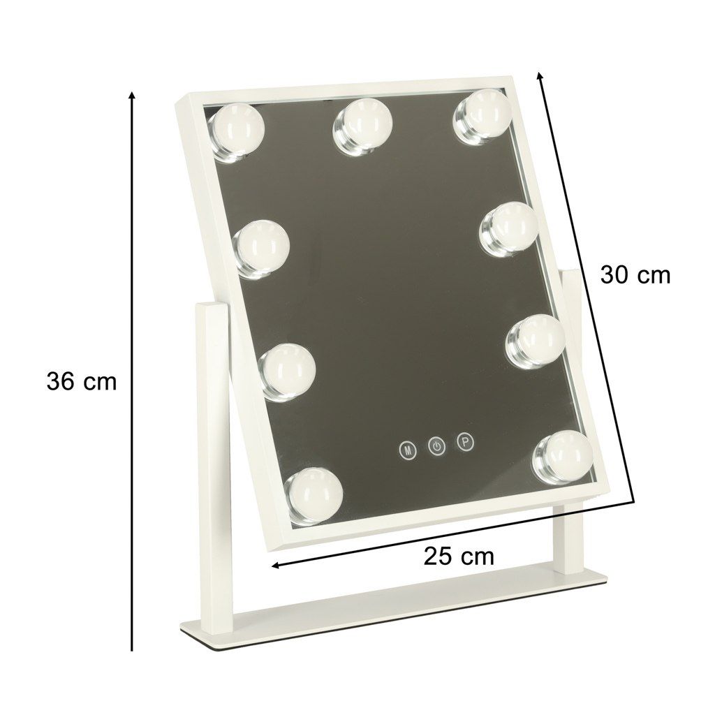 Lusterko do makijażu LED z żarówkami 25x30cm USB