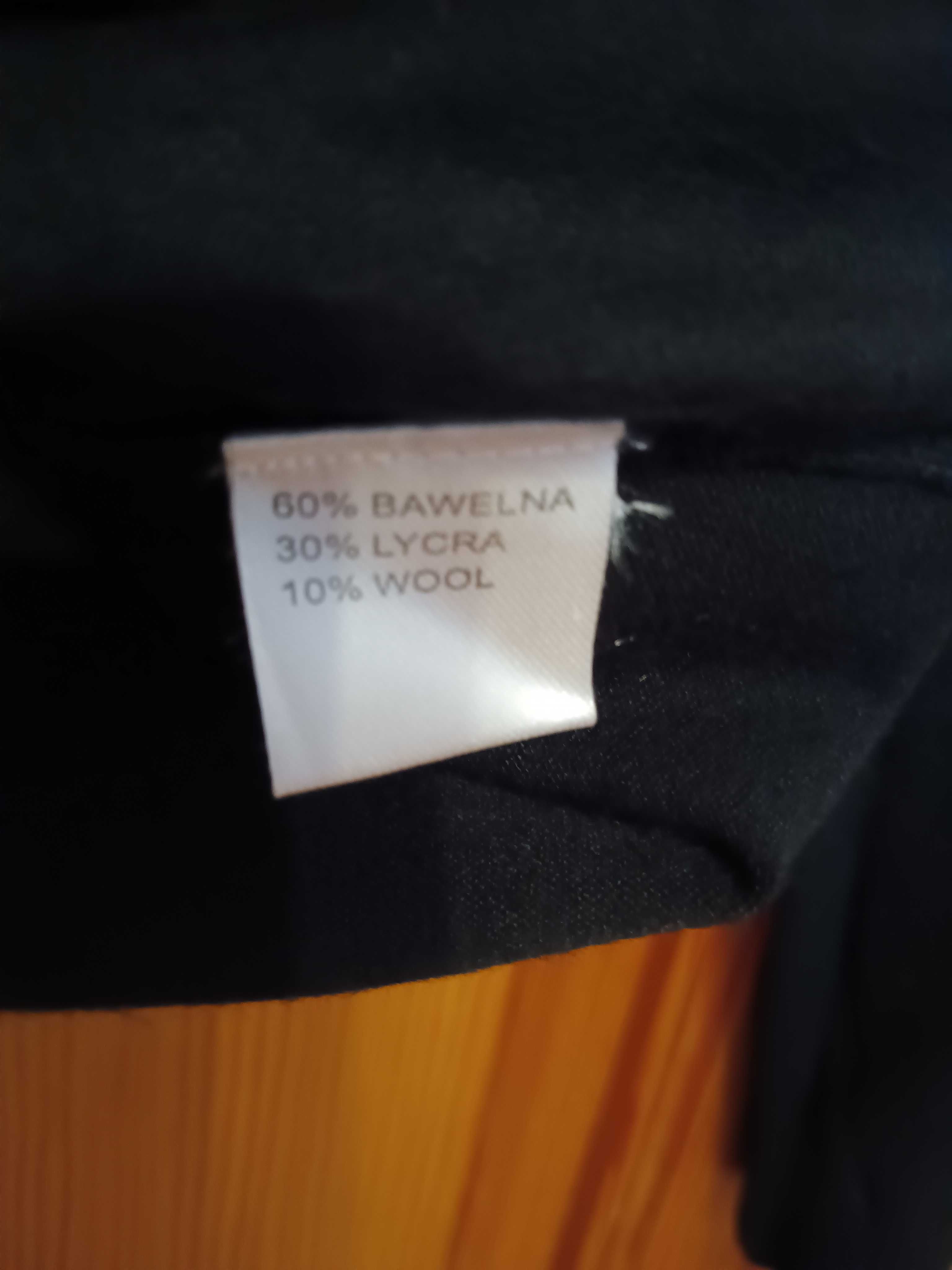Sweter damski czarny z ozdobnym dekoltem Mizano bawełna/lycra/wełna