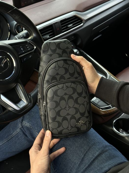 Сумка кроссбоди мужская Coach Ethan Pack In Signature Grey Canvas