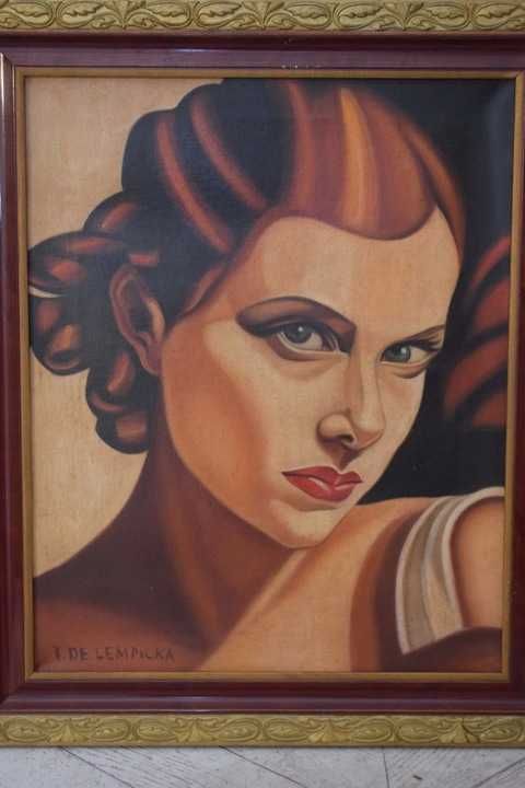 T De Łempicka - Portret Kobiety - Dama Arystokratka - Obraz Olejny