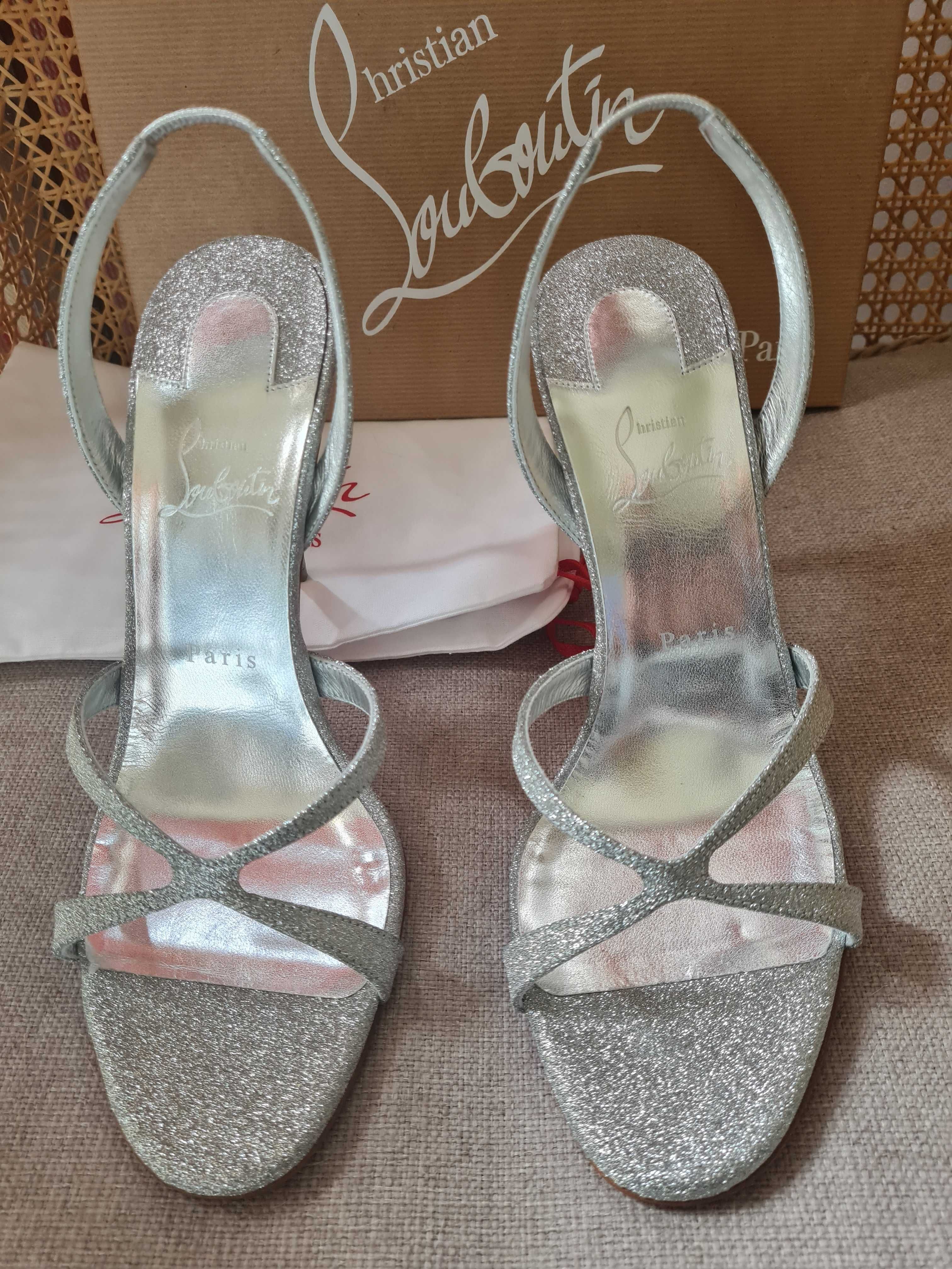 Szpilki sandały Christian Louboutin  r.40 srebrne