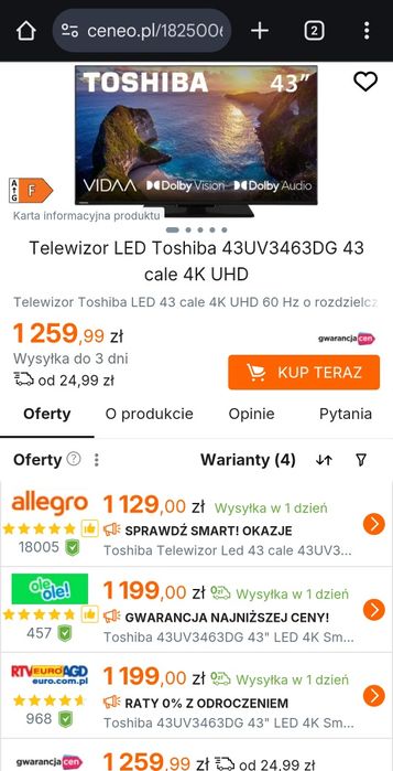 Telewizor tv 43uv2363dg Toshiba