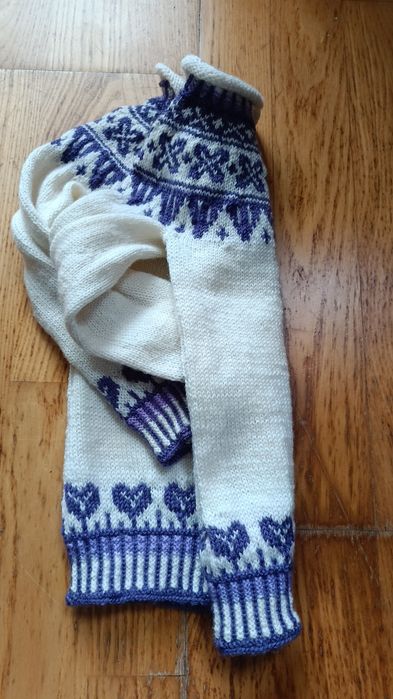 Sweter ręcznie robiony na drutach z wełny wełniany 86 92 wool handmade