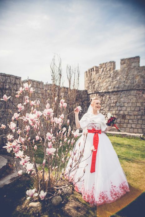 Весільна сукня вишита/ свадебное платье р.44-48 корсет на шнуровке