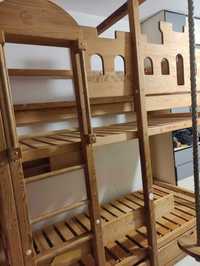 Piętrowe drewniane łóżko bardzo solidne 200x90