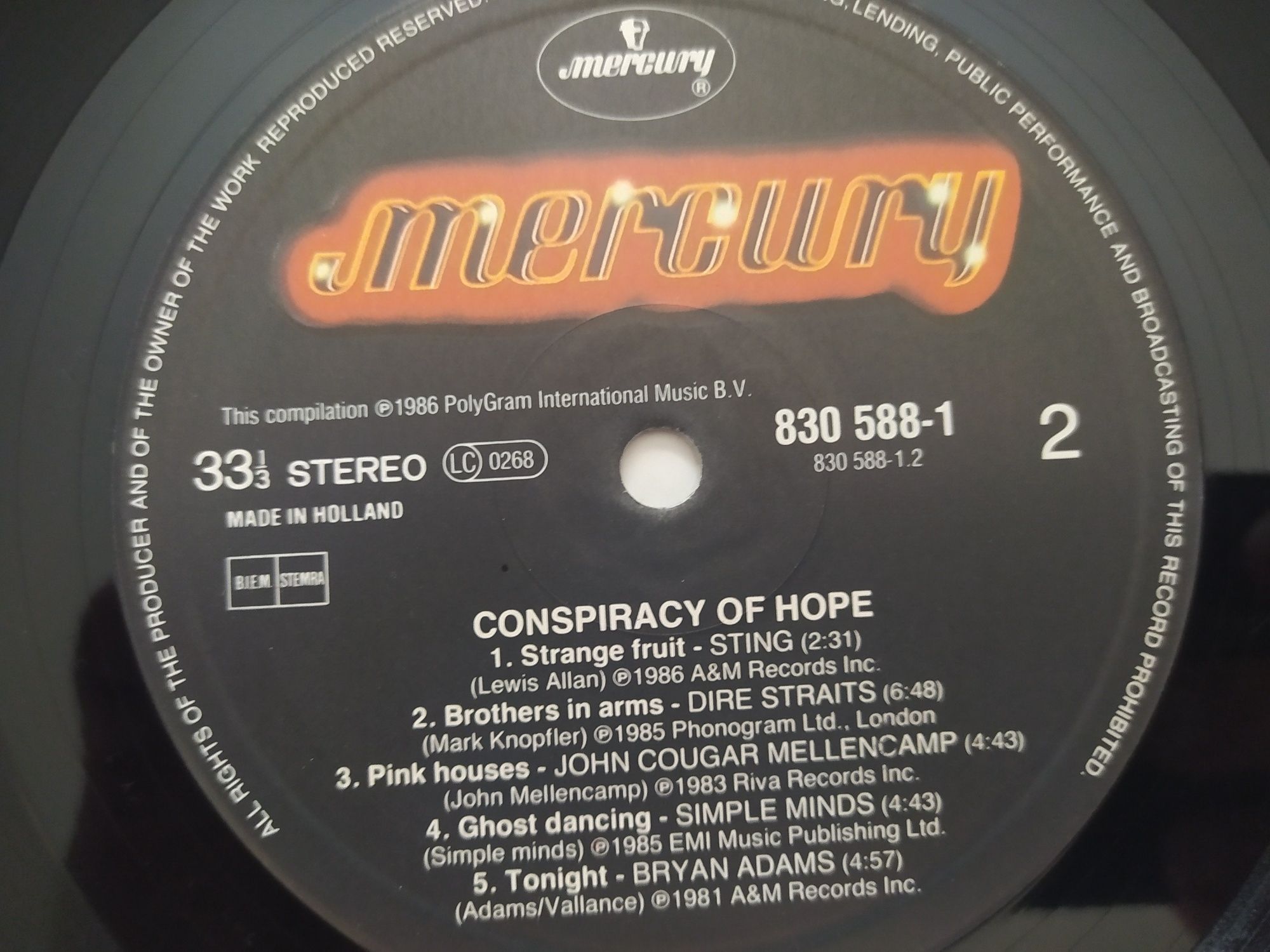 Various – Conspiracy Of Hope  Vinyl EX