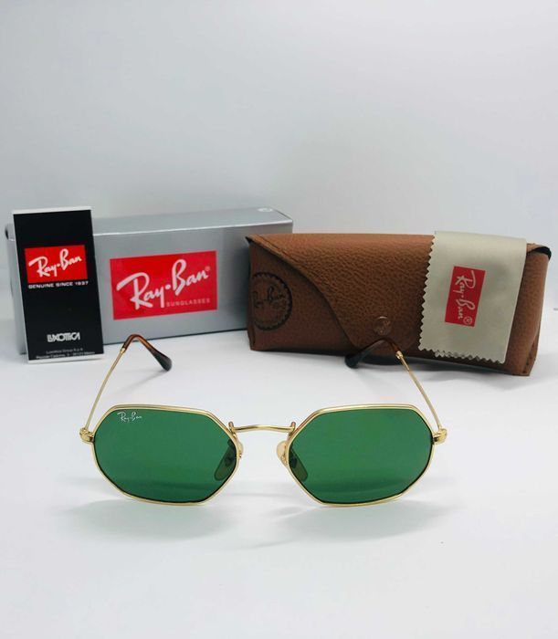 Солнцезащитные очки Ray Ban Octagonal 3556 Gold-Green 53мм стекло