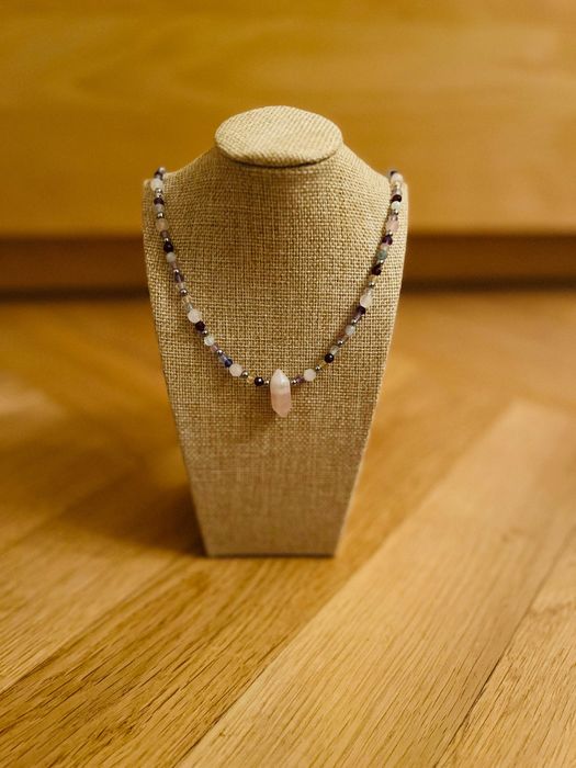 Naszyjnik z kamieni naturalnych kryształ górski srebro