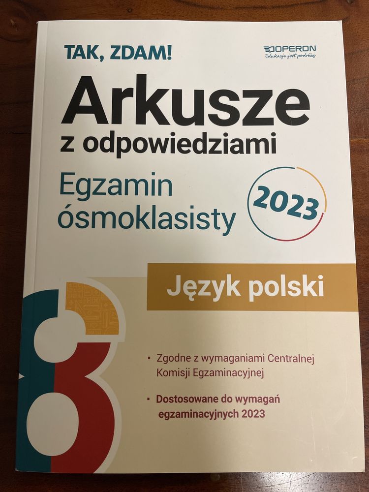 Tak, zdam! Język polski Arkusze z odpowiedziami Egzamin ósmoklasisty
