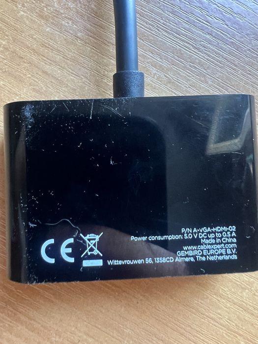 Адаптер-переходник VGA на HDMI/VGA+Аудио 3,5мм (A-VGA-HDMI-02)