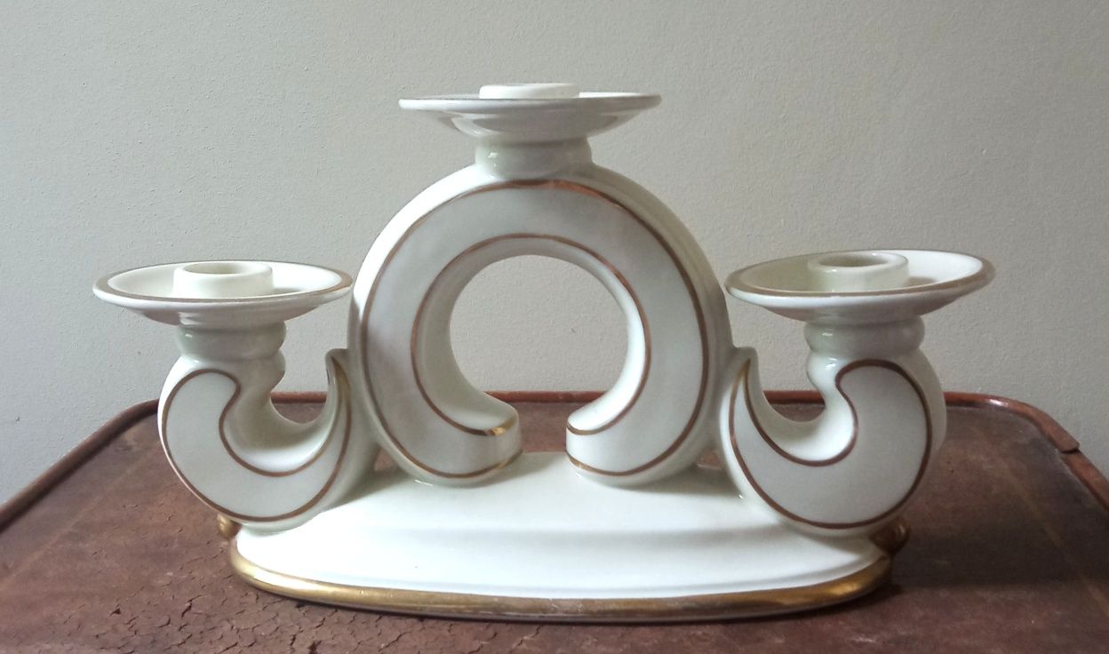 świecznik porcelanowy trójramienny