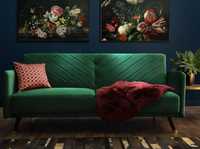 Sofa rozkładana welurowa zielona SENJA Kanapa Beliani