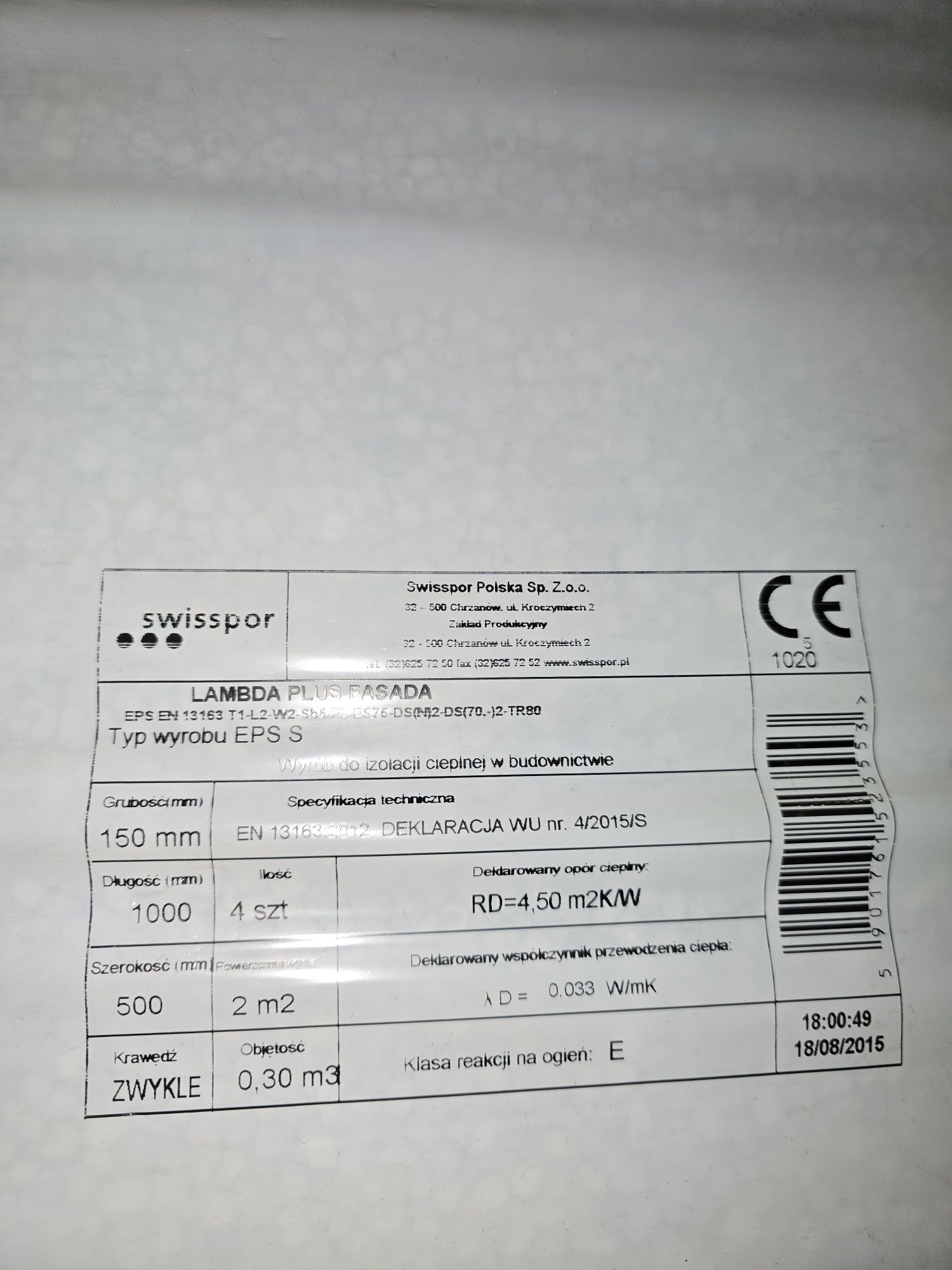 Styropian Swisspor  15cm 0.33