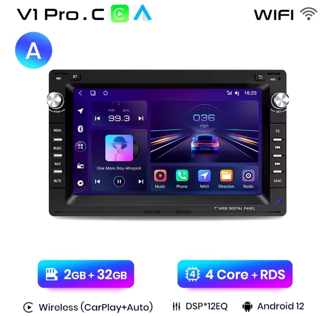 Rádio 7" Android Auto e Carplay VW Golf 4 Passat B5 Polo 2/32GB GPS