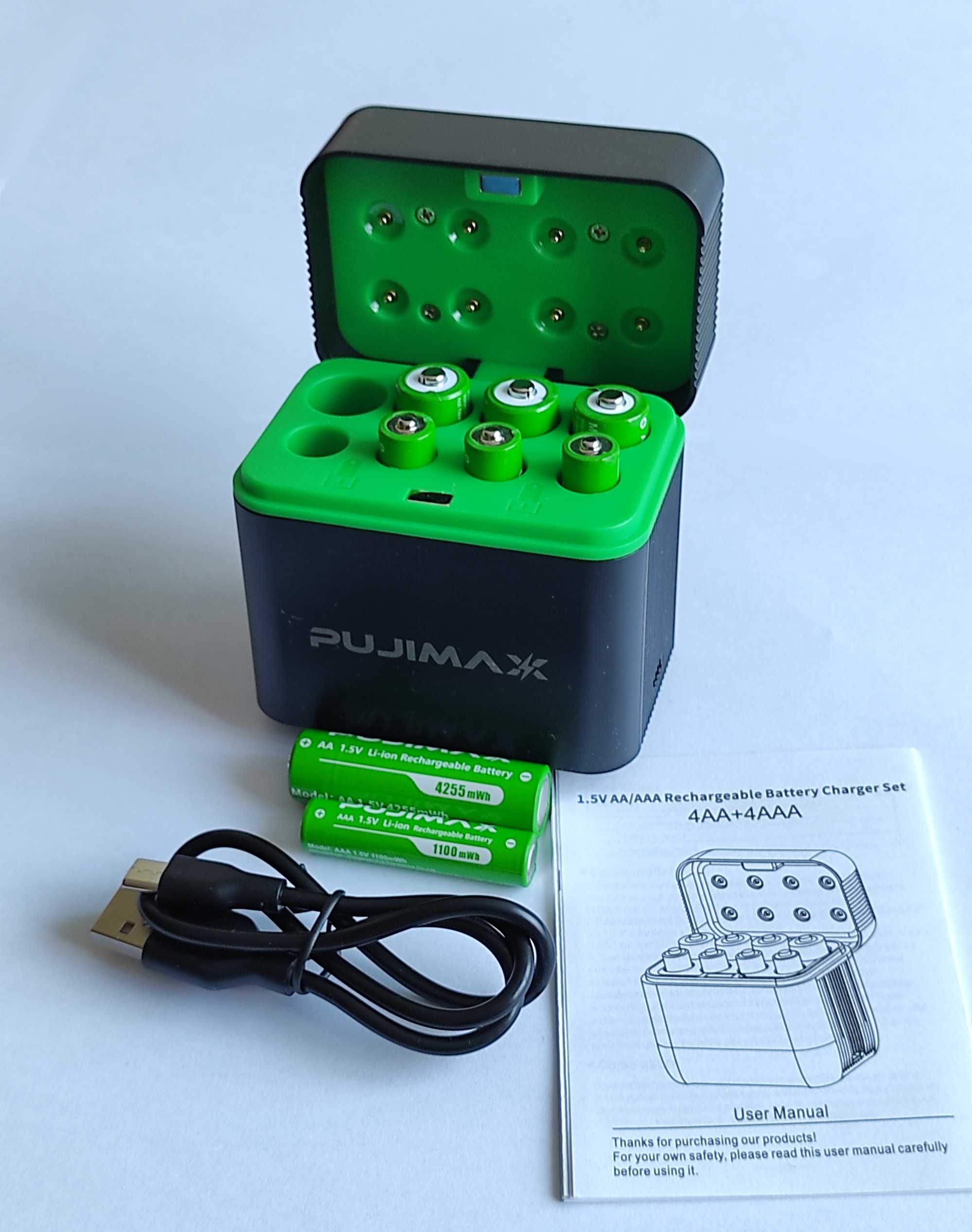 Акумулятори AA AAA 1.5V usb type-c, Pijimax бокс для зарядки