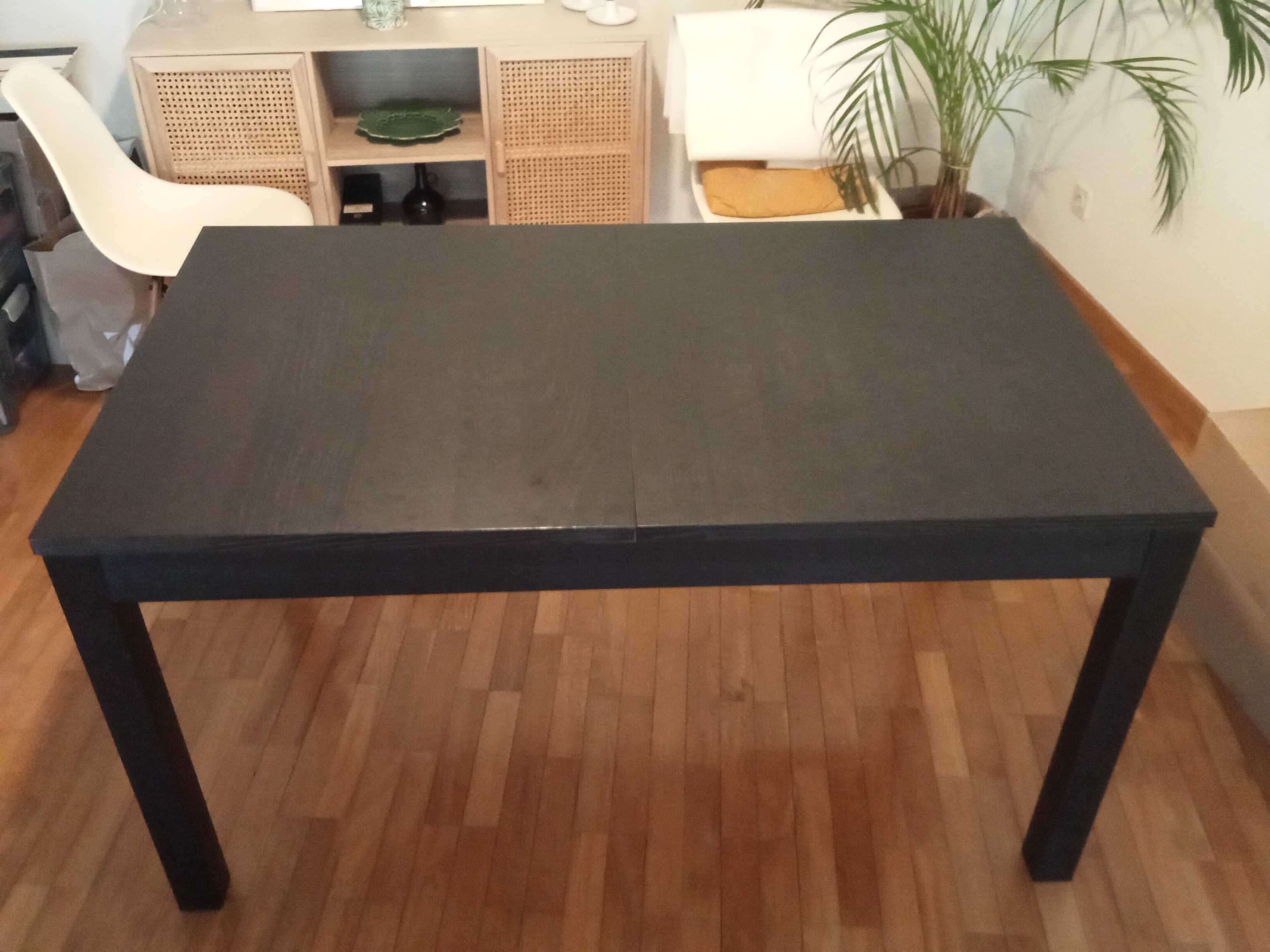 Mesa extensível, castanho escuro, 140/180/220 x 84 cm