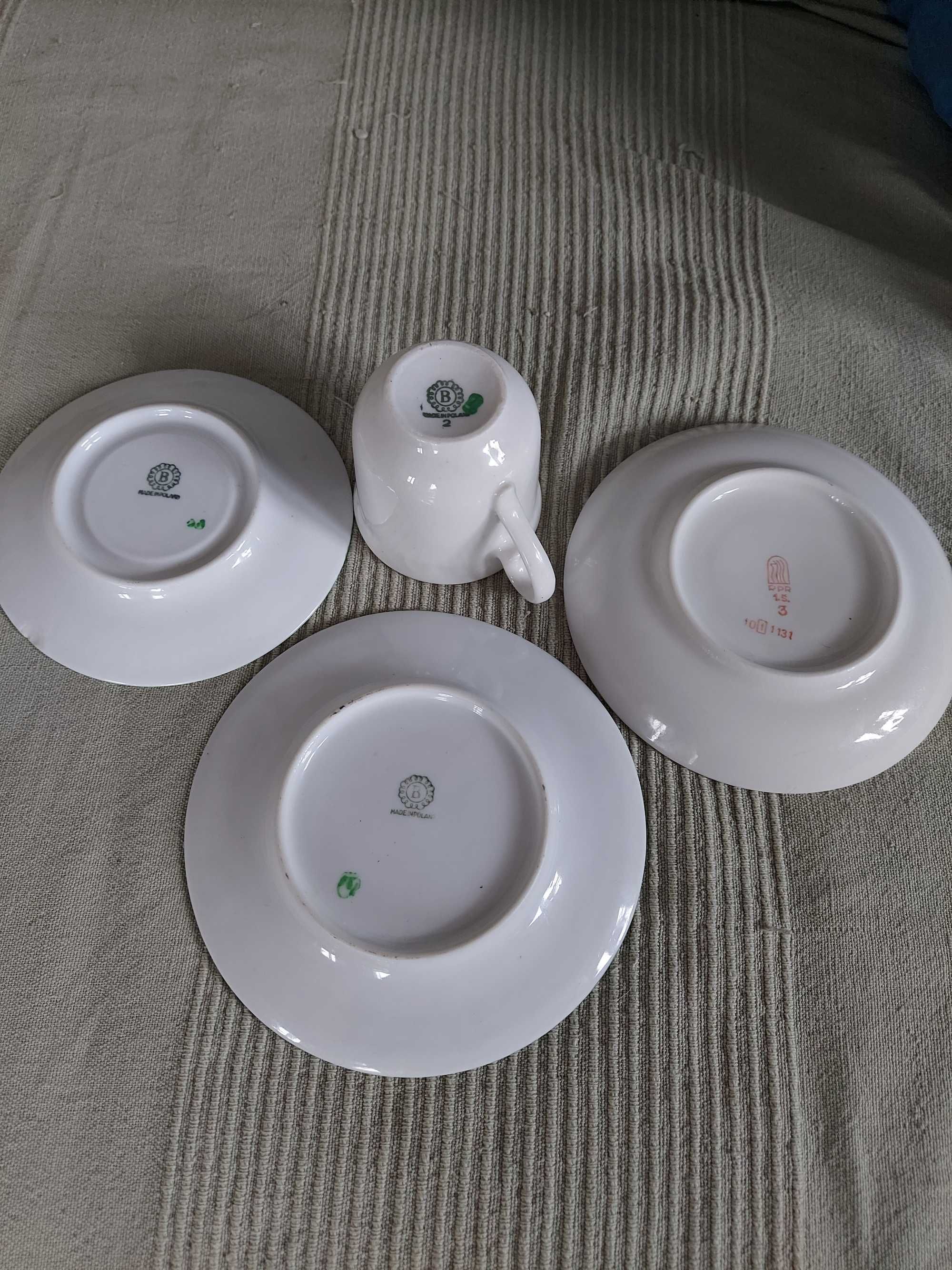 Filiżanka i talerzyki porcelana Bogucice i Ryga. vintage