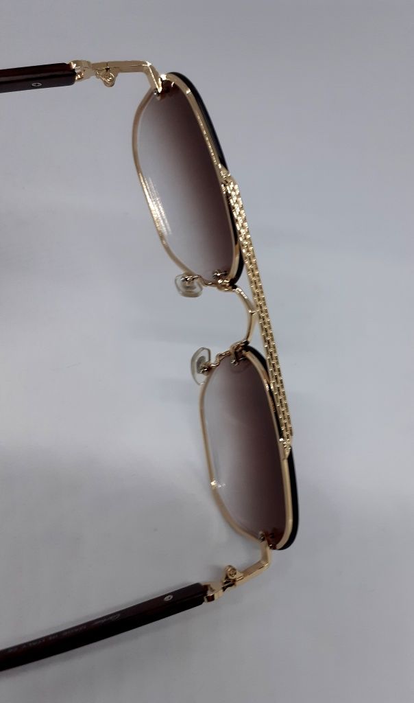 Cartier очки мужские классика коричневый градиент в золотом металле