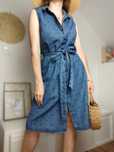 Jeansowa denim sukienka szmizjerka z paskiem r.42 bawełna