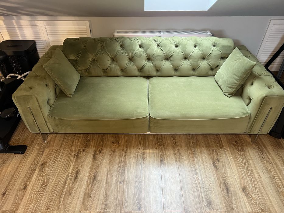 Duża welurowa pikowana sofa 100 x 240 cm Istikbal - idealna