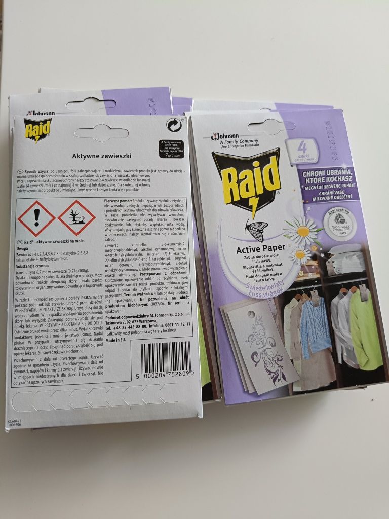 Raid Zawieszki na Mole Ubraniowe 15 opakowań po 4 sztuki