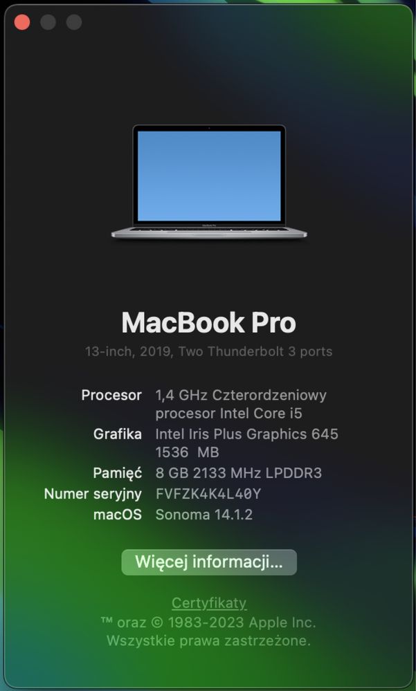 Macbook pro 13 128gb SSD mid-2019 touch bar