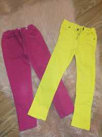 Spodnie jeansowe jeansy dziewczęce 110 żółte różowe