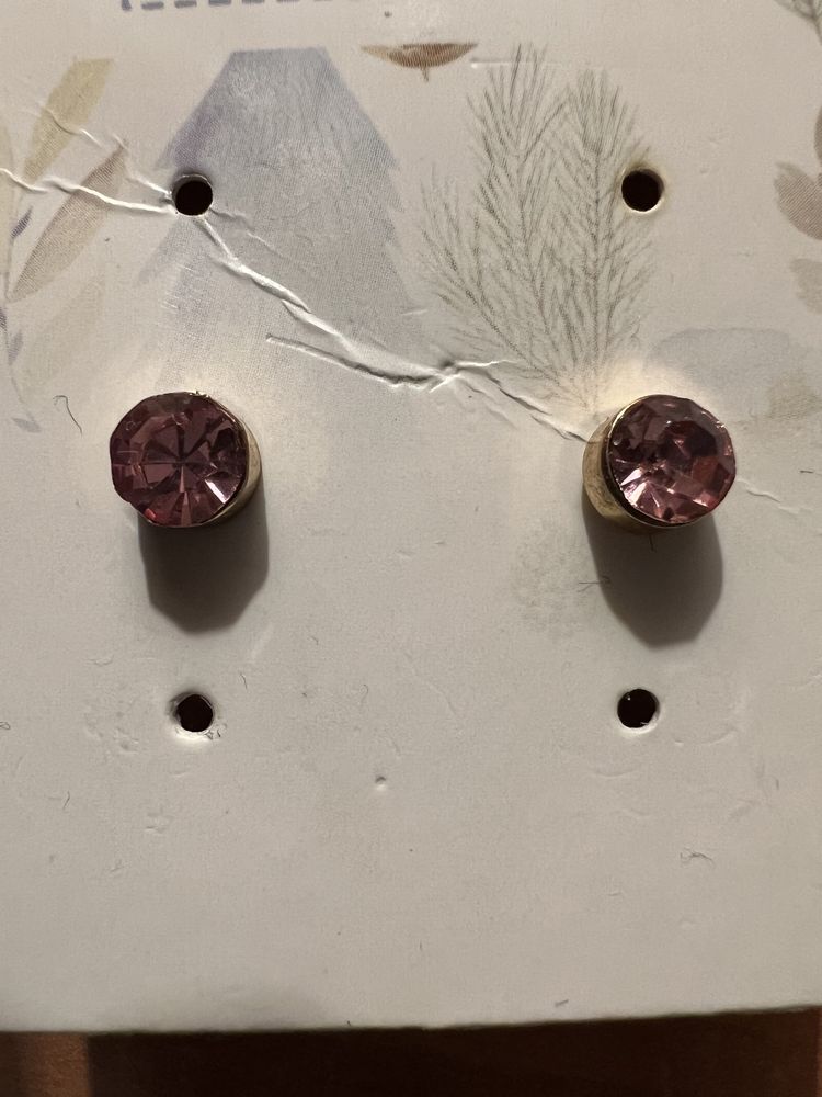 Kolczyki sztyfty różowe diamenty