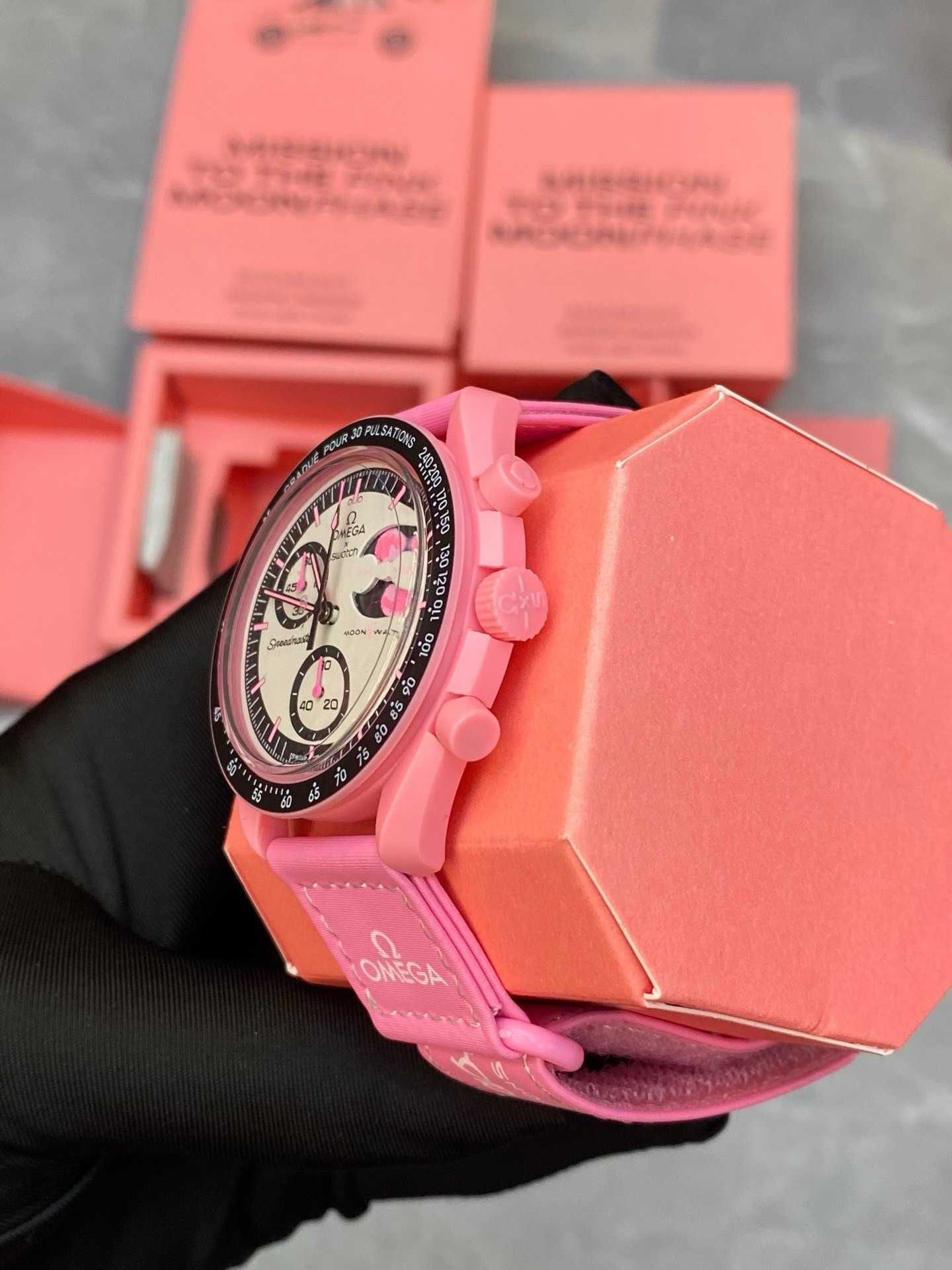 Omega x Swatch Różowa Księżyc SO33P100 - zegarek dobry stan