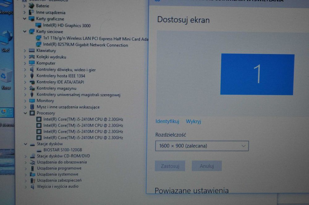 ThinkPad T420 14" i5-2410M 8GB 120Gb ssd DVDRW 1600x900 Win10 zasilacz