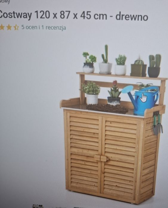 Szafka regał COSTWAY 120x87x45cm. Drewno. Stół ogrodowy do kwiatków