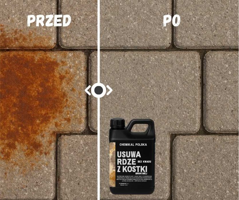 Usuwanie rdzy z kostki brukowej Gotowy do użycia środek czyszczący